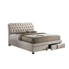 Baxton Studio Ainge Button-Tufted Beige Storage King-Size Bed with 2-drawer 114-6089